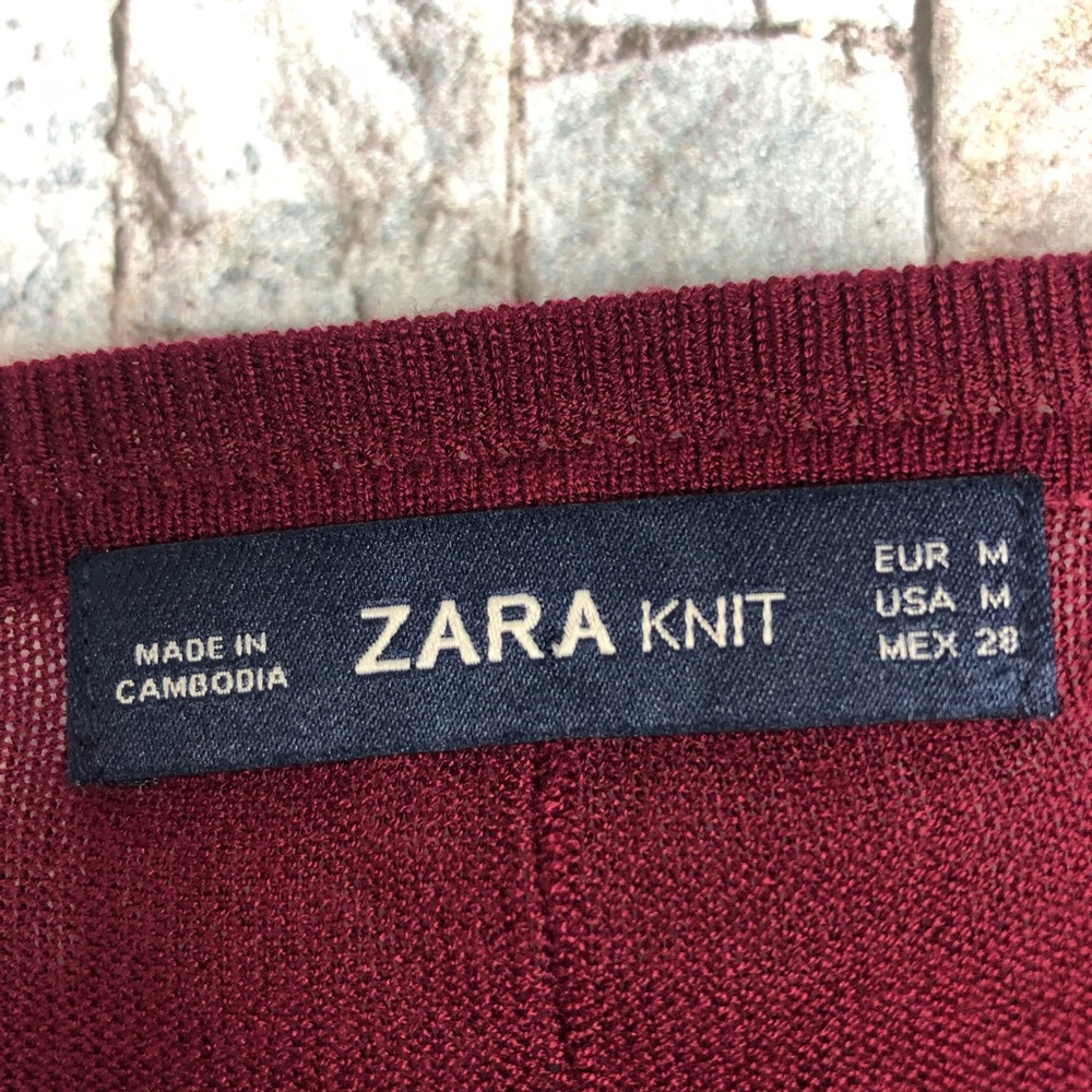 ZARA Knit Burgundy long Sleeve Top - Picture 3 of 4